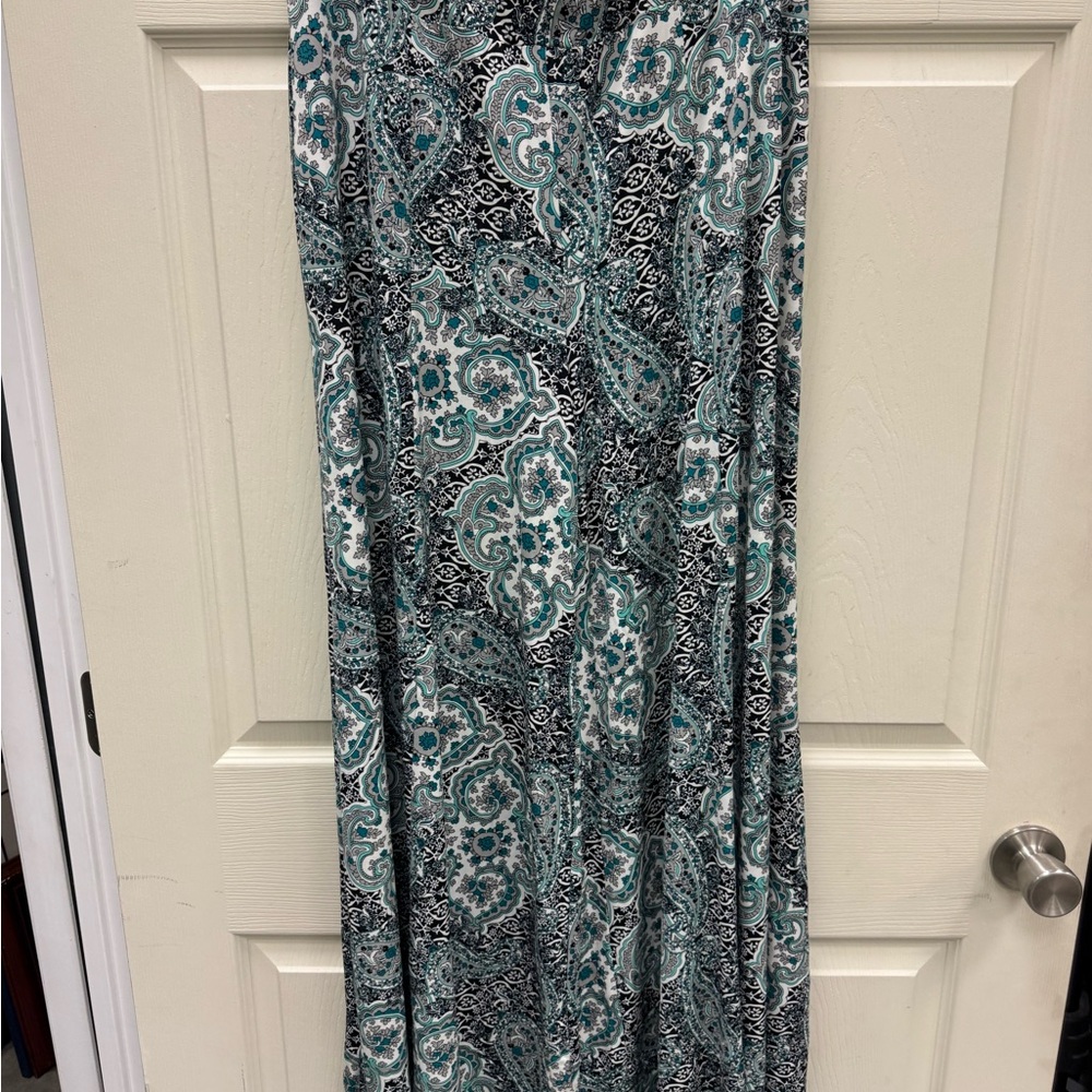 Cato Teal and Black Paisley Maxi Skirt